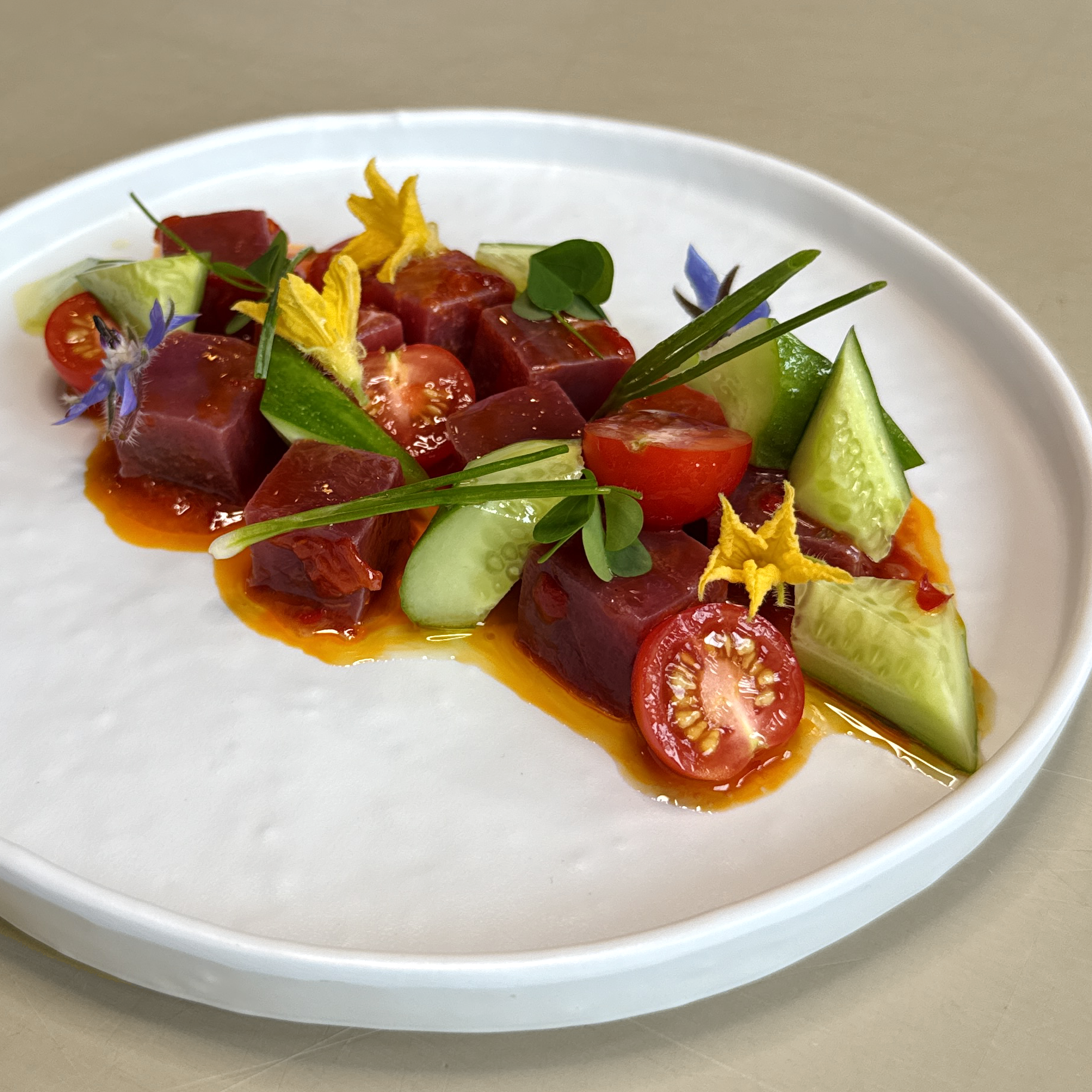 Maine Bluefin Tuna Crudo with Summer Produce