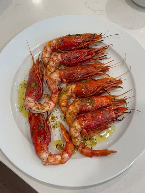 Grilled Gamberos with Sesame Oil and Togarashi