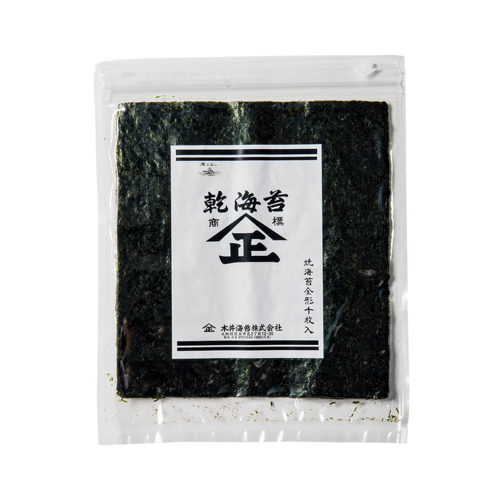 Full sheets of Motoi Nori Zenkei seaweed, stacked neatly, showcasing the high-quality dried seaweed product from Motoi Nori.