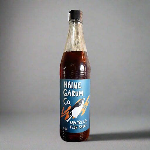 maine garum fish sauce with gray background