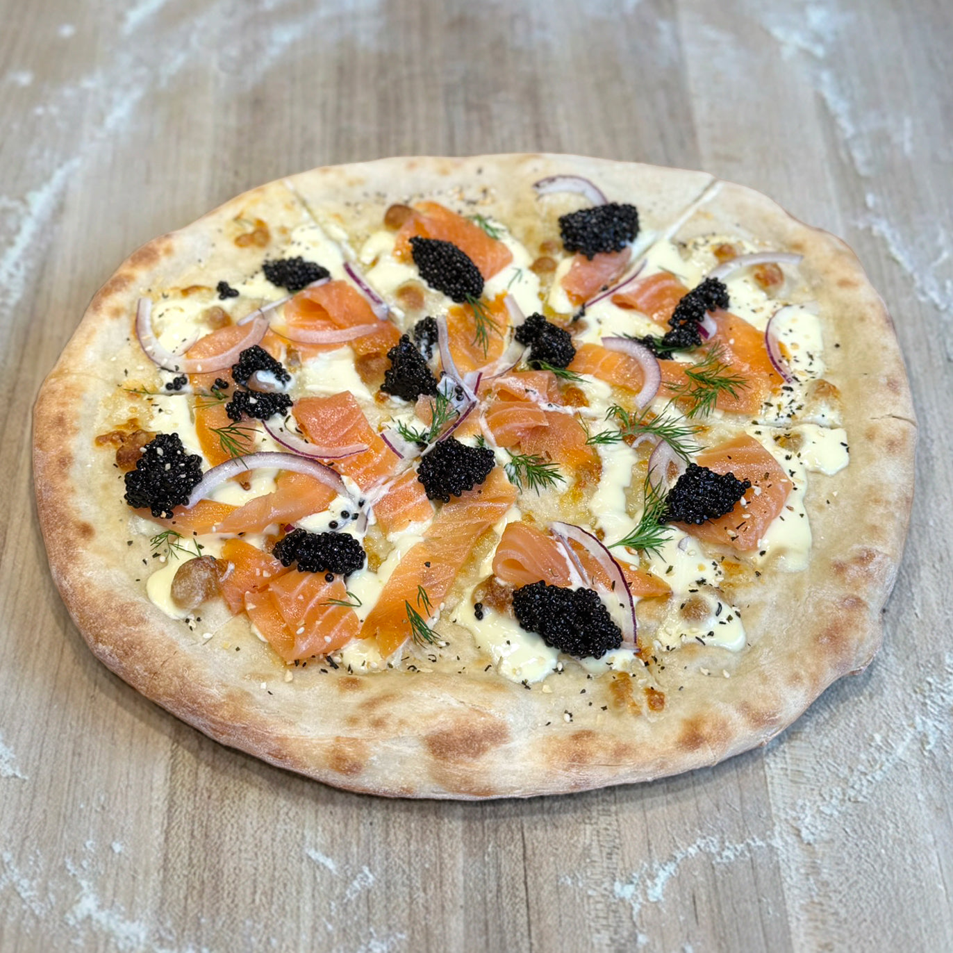 Smoked Salmon Pizza with Antonius Siberian Caviar