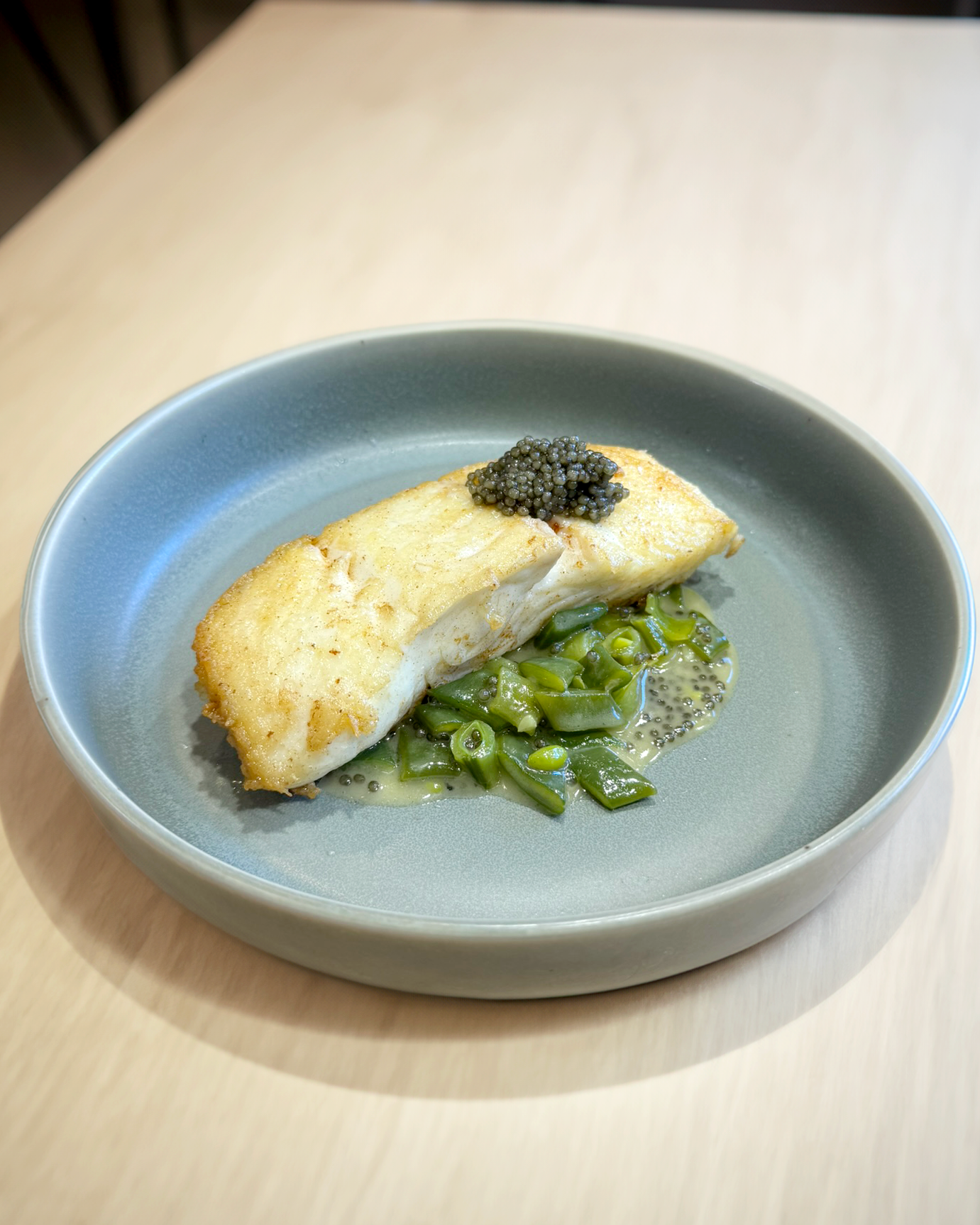 Maine Halibut with Glazed Spring Vegetables and Caviar Butter