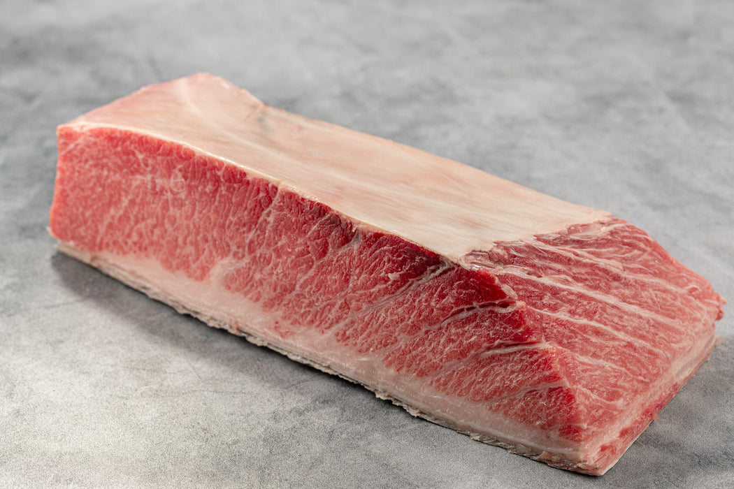 Bluefin tuna toro cut overall view
