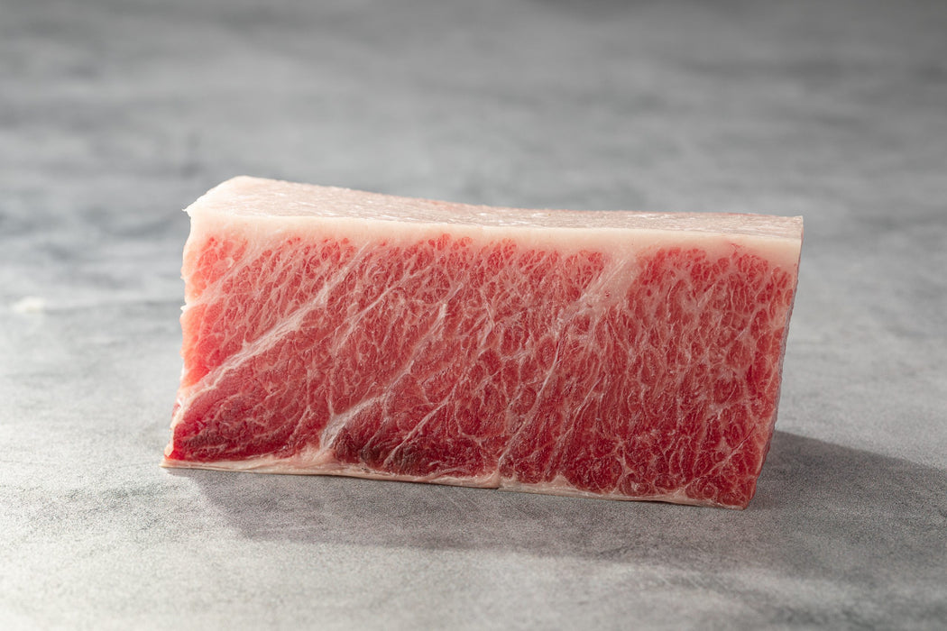 Bluefin tuna toro cut marble view